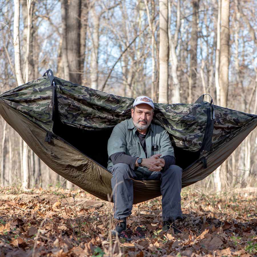 Camper sitting in a Clark NX-270 fitted with a Z-Liner underquilt