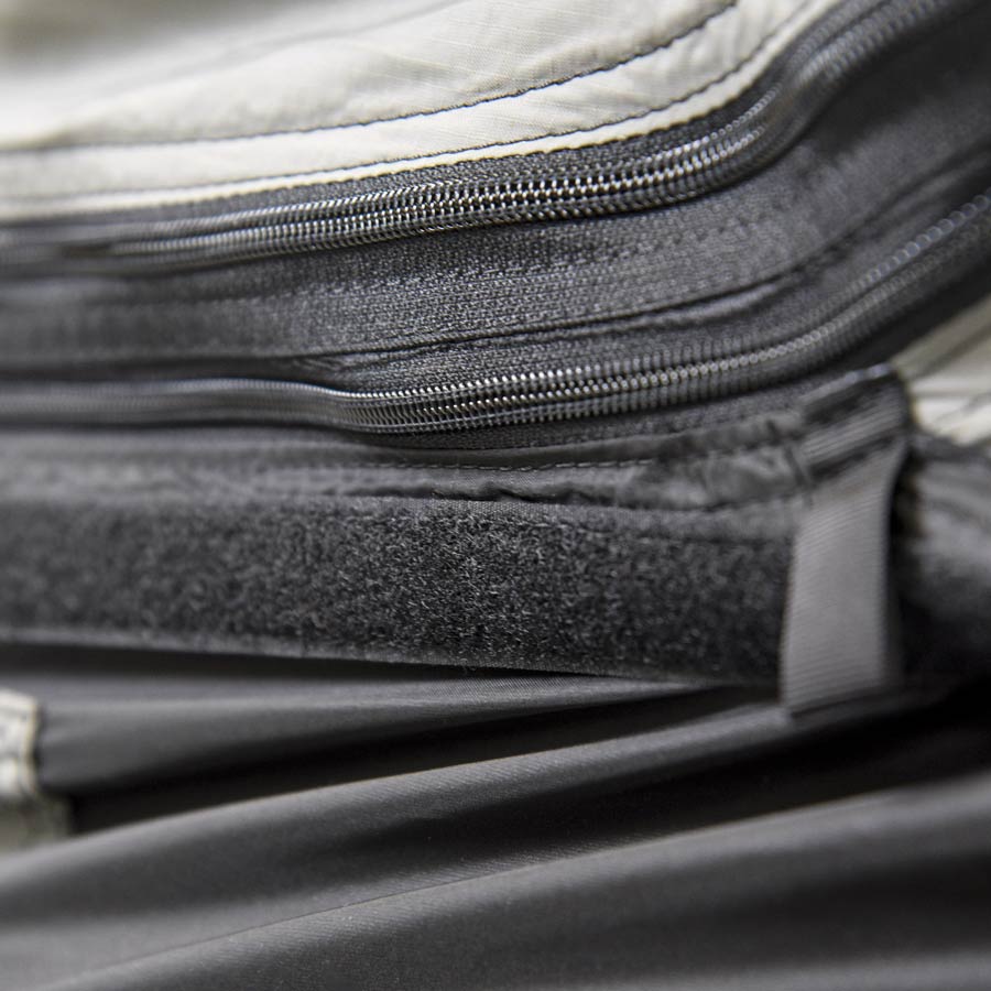 Zipper and hook-and-loop closure on the Clark VX-Ultra, close-up