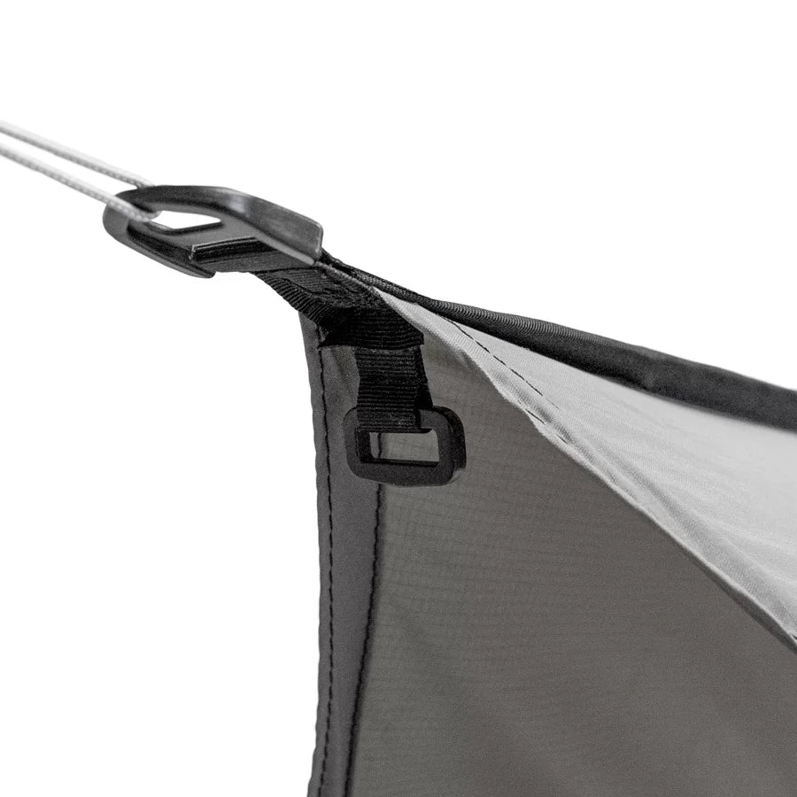 Ridge-line ring and tie-out on the Vertex Tarp X, close-up
