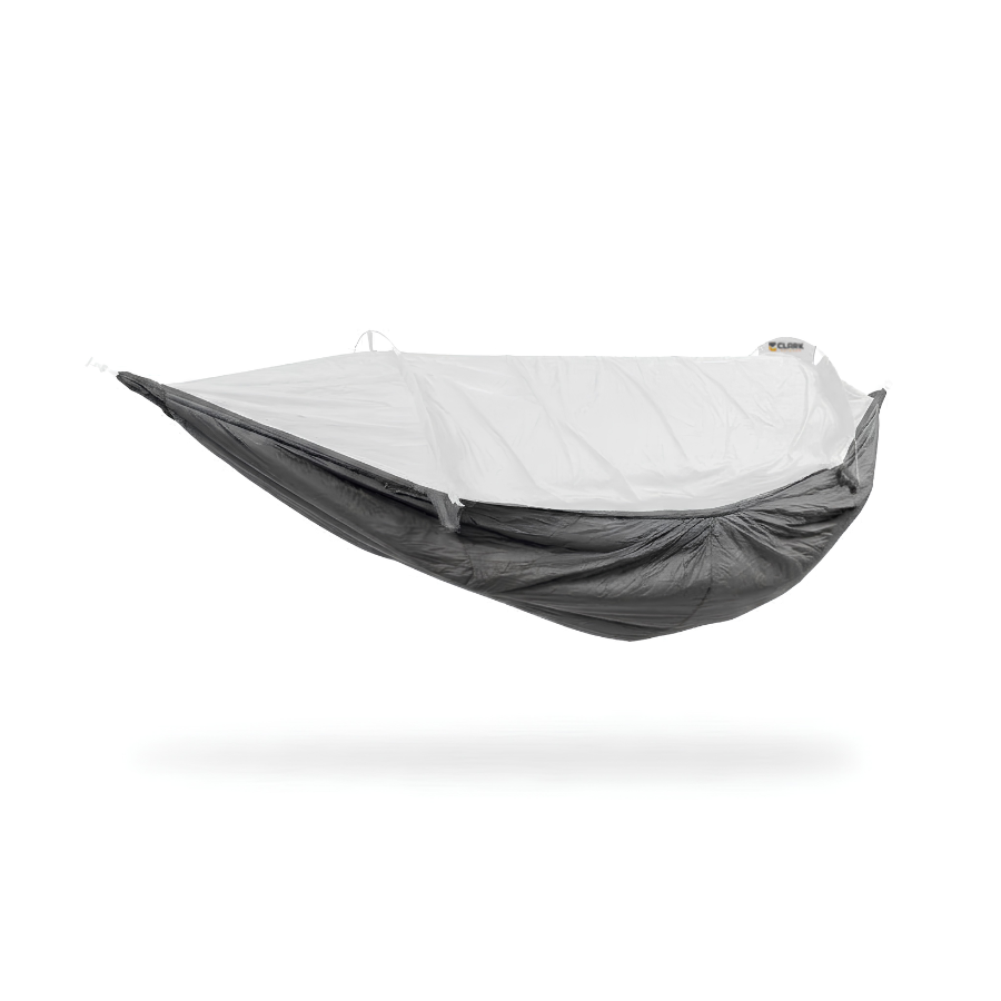 Z-Liner 270 underquilt in Gray attached under a Clark hammock