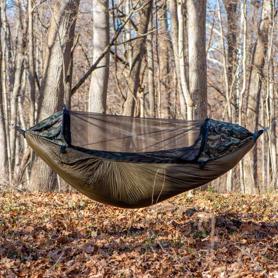 Clark NX-270 with a Z-Liner underquilt hung in a winter forest