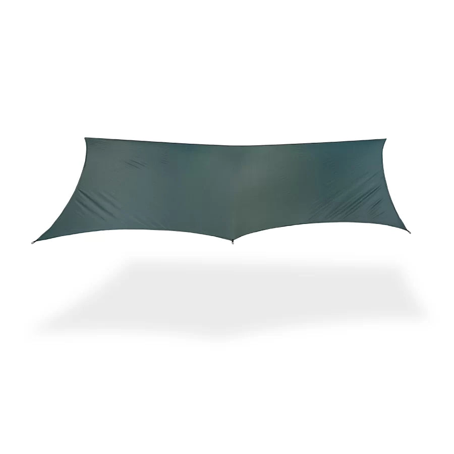 Clark Rain Fly XL in Forest Green, side view showing the catenary curves