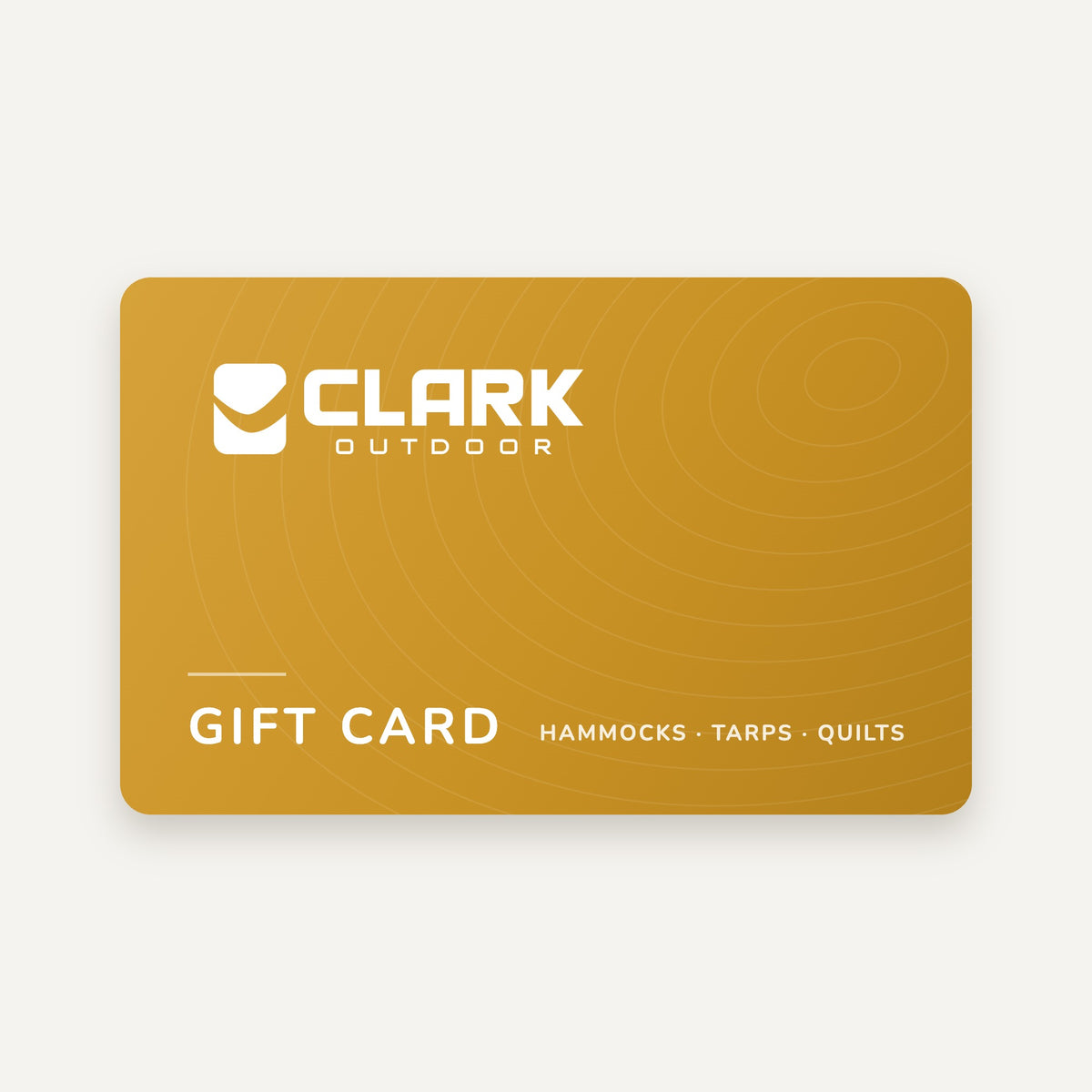 Clark Outdoor gift card in gold with the Clark logo