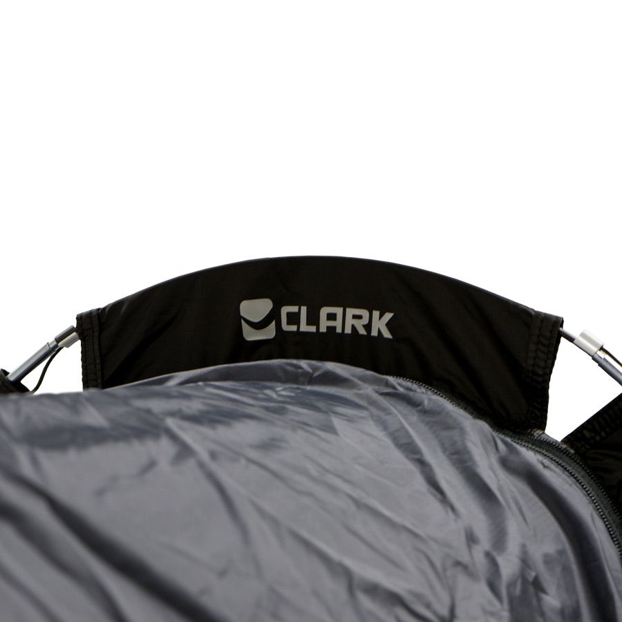 Clark logo on the NX-270 canopy, close-up