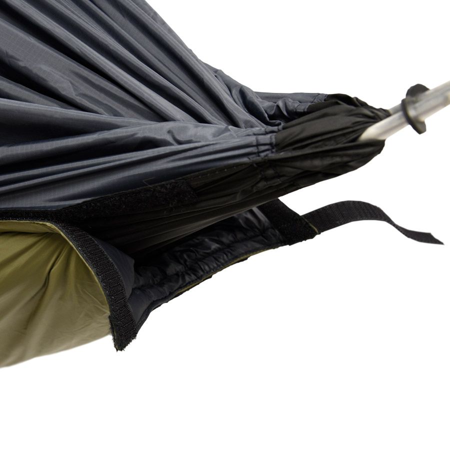Z-Liner attached at the end of a Clark hammock, close-up